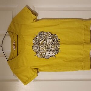 Yellow Cotton T-Shirt with Sheep Design XXS